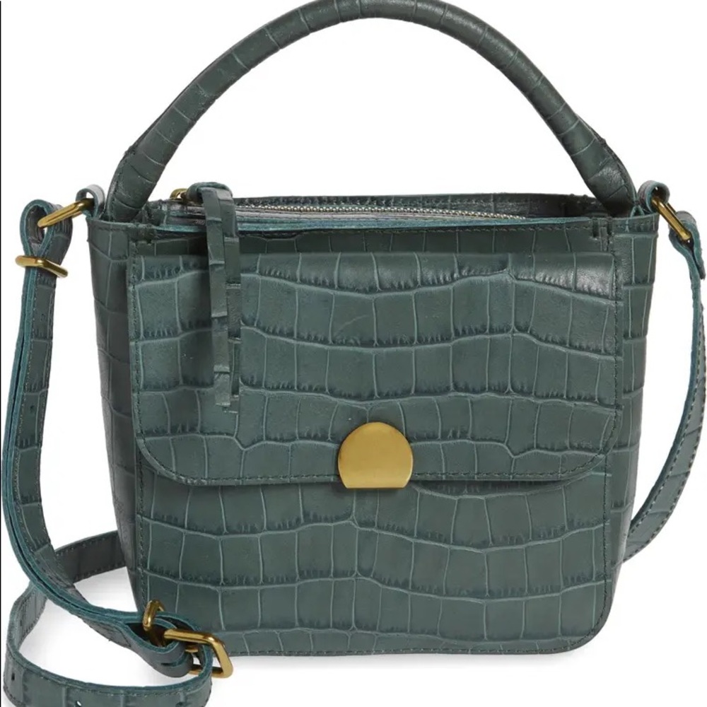 Mini Abroad Crossbody Bag: Croc Embossed Leather